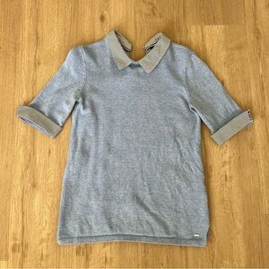 Tommy Hilfiger Light Blue Short Sleeve Polo with Striped Collar